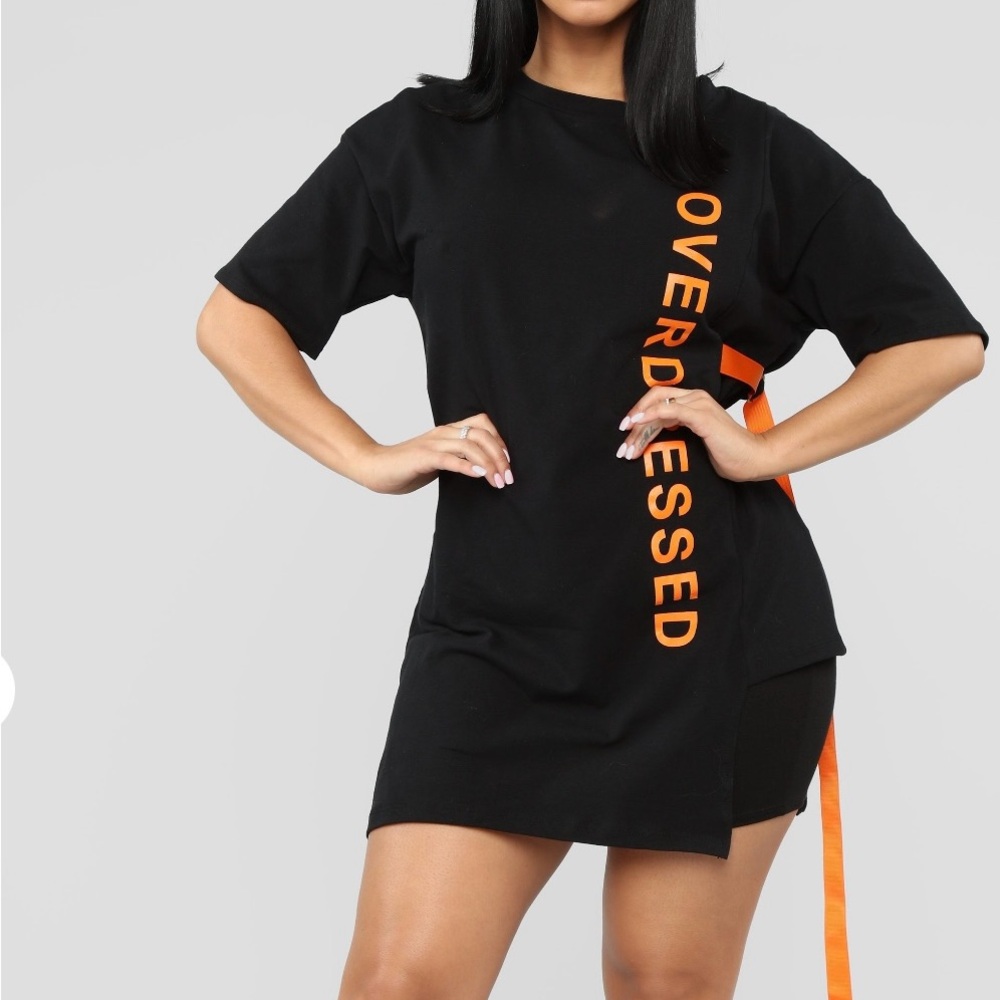 Black and Orange Women's T-Shirt Dress